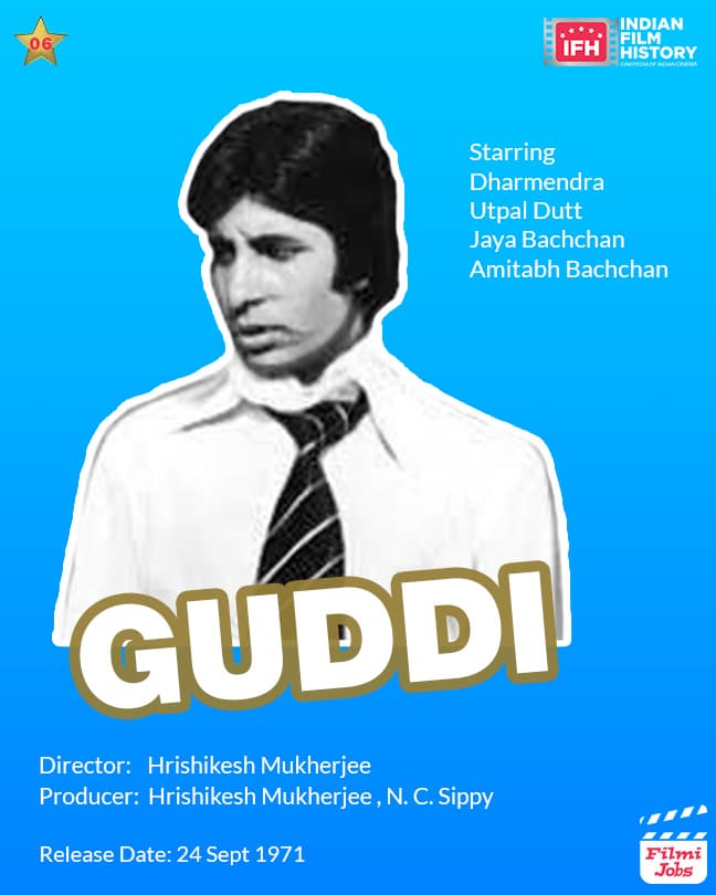 Guddi 1971, Amitabh Bachchan, Dharmendra , Utpal Dutt, Jaya Bachchan