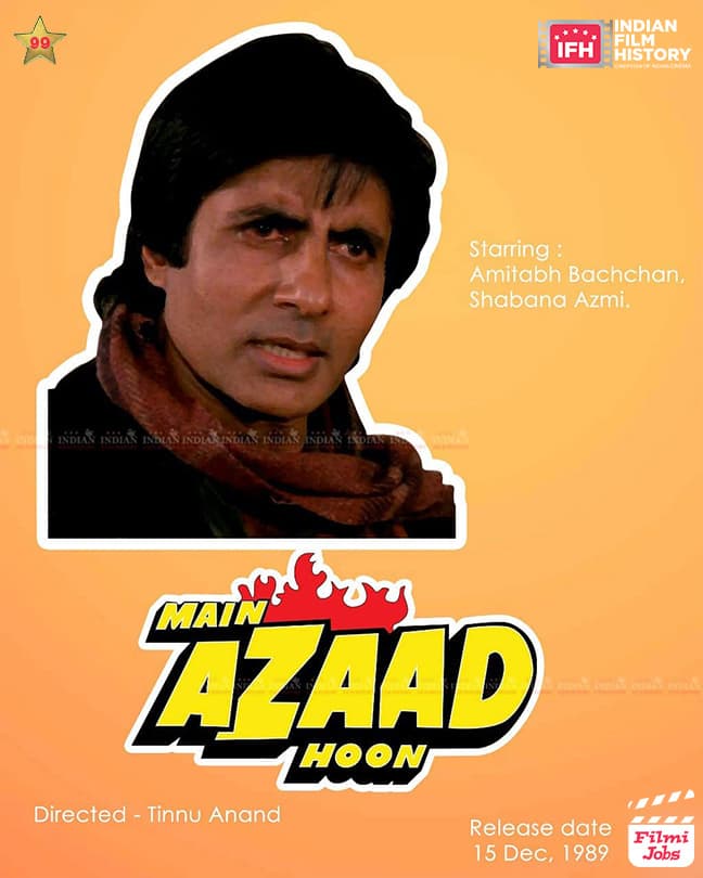 Main Azaad Hoon  1989, Amitabh Bachchan, Ram Gopal Bajaj, Shabana Azmi