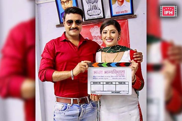 Pradeep Pandey Chintu Shares A Picture With Co-Star Sanchita Bannerjee On Sets Of Their New Film ‘Bharat Bhagya Vidhata’